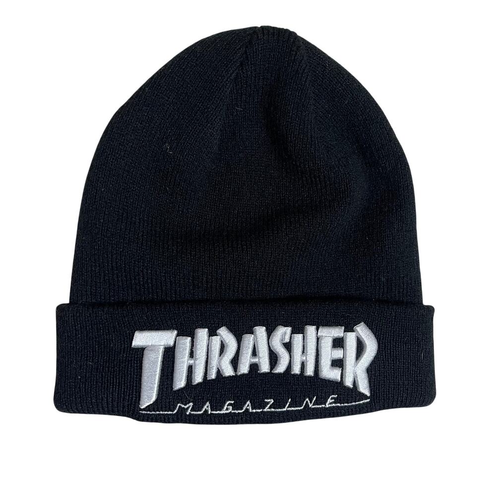Thrasher Magazine Skate Mag Embroidered Logo Cuff Beanie Black OS